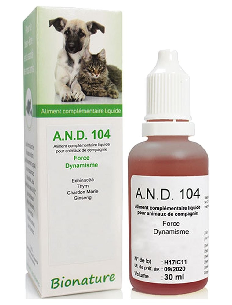 Image principale de la modale pour AND 104 - Force et Dynamisme des animaux Bio 30 ml - Bionature