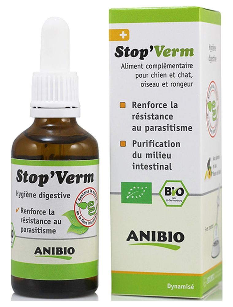 Image principale de la modale pour Stop' Verm Bio - Vermifuge naturel pour chiens et chats 50 ml - AniBio