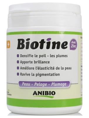 Biotine avec Zinc - Peau et Poils pour chiens et chats 140 g - AniBio