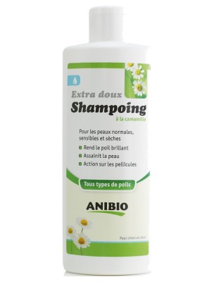 Image de Shampoing à la Camomille et Aloé vera - Chiens et Chats 250 ml - AniBio depuis AniBio : soins et compléments pour chiens, chats et chevaux