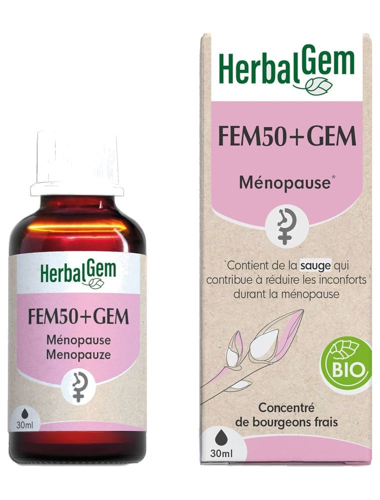 Image principale de la modale pour Fem50+GEM GC22 Bio - Troubles de la ménopause 30 ml - Herbalgem