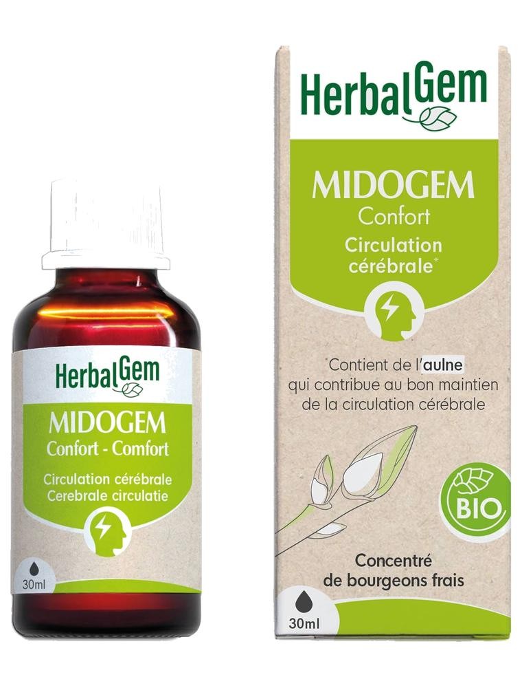 Image principale de la modale pour MidoGEM Confort GC24 Bio - Prévention du mal de tête 30 ml - Herbalgem
