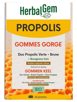 Image de Propolis Gommes Bio Large Spectre - Gorge 24 gommes - Herbalgem depuis Commandez les produits Herbalgem à l'herboristerie Louis