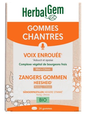 Image de Gommes chantres Bio - Soulagez vos cordes vocales 24 gommes - Herbalgem depuis louis-herboristerie