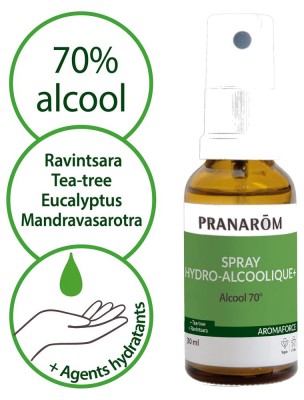 Image de Aromaforce Spray hydro-alcoolique - Assainissant 30 ml - Pranarôm depuis Achetez les produits Pranarôm à l'herboristerie Louis