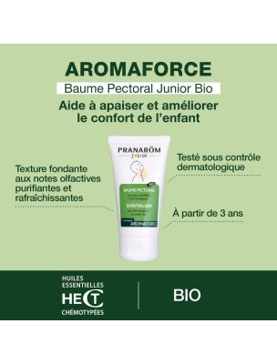 Image 81508 supplémentaire pour Baume Pectoral Junior Bio - Aromaforce 50 ml - Pranarôm