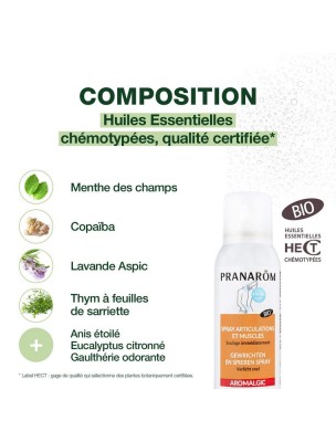 Petite image du produit Spray Concentré Corps Aromalgic Bio - Muscles et Articulations 75ml - Pranarôm