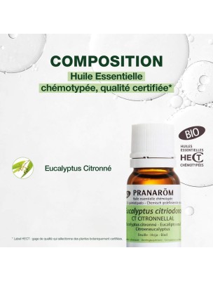 Image 81770 supplémentaire pour Eucalyptus citronné Bio - Huile essentielle d'Eucalyptus citriodora 10 ml - Pranarôm