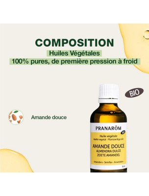 Image 81977 supplémentaire pour Amande douce Bio - Huile végétale Prunus amygdalus 50 ml - Pranarôm
