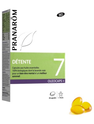 Image 82100 supplémentaire pour Oléocaps + 7 Bio - Détente 30 capsules d'huiles essentielles - Pranarôm