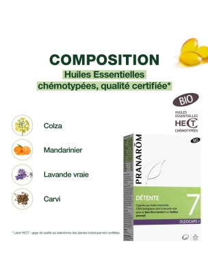 Image 82101 supplémentaire pour Oléocaps + 7 Bio - Détente 30 capsules d'huiles essentielles - Pranarôm