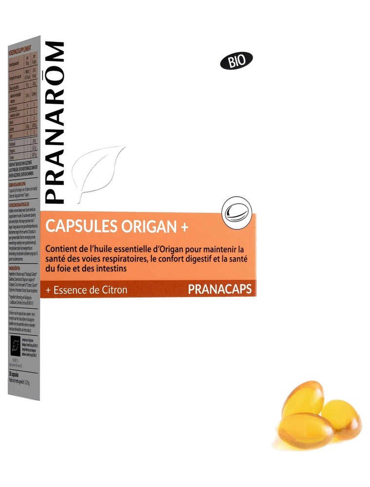 Image principale de la modale pour Origan + Essence de citron Bio Pranacaps - Résistance 30 capsules d'huile essentielle - Pranarôm