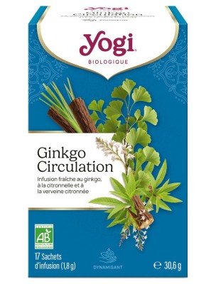 Image de Ginkgo Circulation - Mémoire 17 sachets - Yogi Tea depuis Commandez les produits Yogi Tea à l'herboristerie Louis