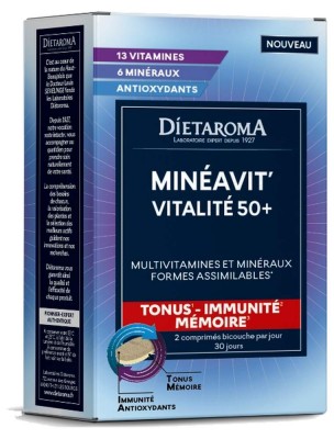 https://www.louis-herboristerie.com/82227-home_default/mineavit-vitalite-50-tonus-immunite-et-memoire-60-comprimes-dietaroma.jpg Image 82227 supplémentaire pour Minéavit Vitalité 50 + - Tonus, Immunité et Mémoire 60 comprimés - Dietaroma