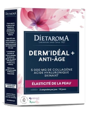 Image de Derm'Idéal + - Elasticité de la Peau 20 ampoules - Dietaroma depuis Commandez les produits Dietaroma à l'herboristerie Louis