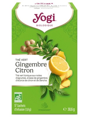 Image de Thé vert Gingembre Citron - Note inoubliable 17 sachets - Yogi Tea depuis Commandez les produits Yogi Tea à l'herboristerie Louis
