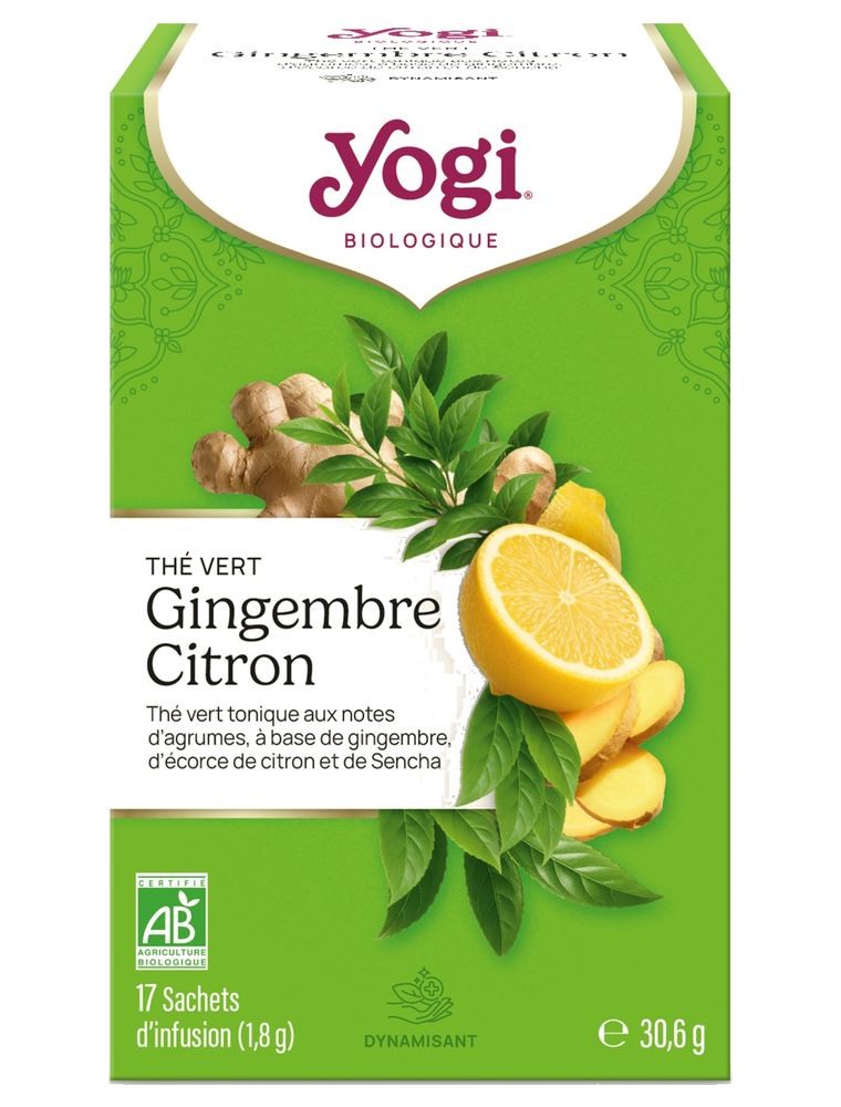 Image principale de la modale pour Thé vert Gingembre Citron - Note inoubliable 17 sachets - Yogi Tea