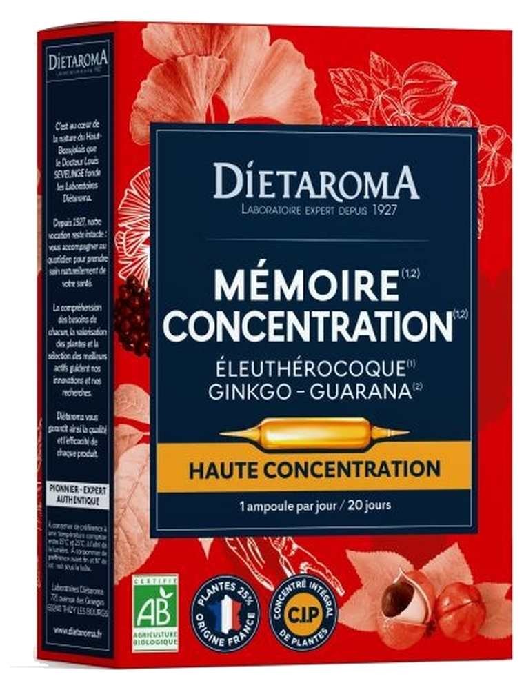 Image principale de la modale pour C.I.P. Mémoire Concentration Bio - Fonctions Cognitives 20 ampoules - Dietaroma