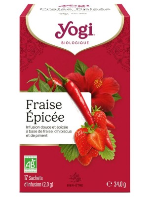 Image de Fraise Epicée Bio - Infusions Ayurvédiques 17 sachets - Yogi depuis Commandez les produits Yogi Tea à l'herboristerie Louis