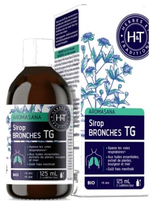 Image de Sirop Bronches Aromasana Bio - Respiration 125 ml - Herbes et Traditions depuis Commandez les produits Herbes et Traditions à l'herboristerie Louis
