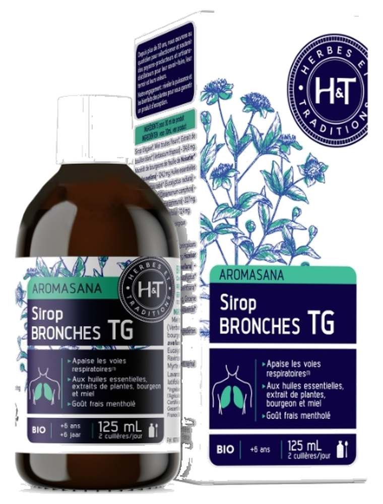 Image principale de la modale pour Sirop Bronches Aromasana Bio - Respiration 125 ml - Herbes et Traditions