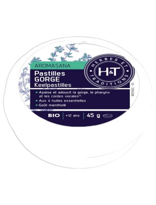 Image de Pastilles Gorge Aromasana Bio - Respiration 45 g - Herbes et Traditions depuis Commandez les produits Herbes et Traditions à l'herboristerie Louis
