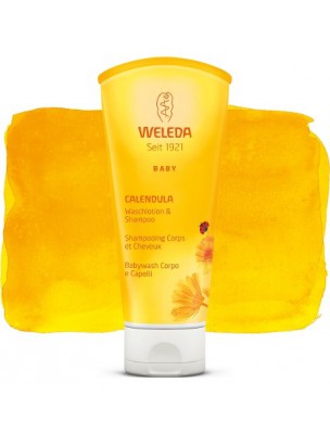 Image de Baby Hair and Body Shampoo - Calendula 200 ml - (French) Weleda via Buy Calendula Gentle Night Bath for Baby - Heals and soothes in
