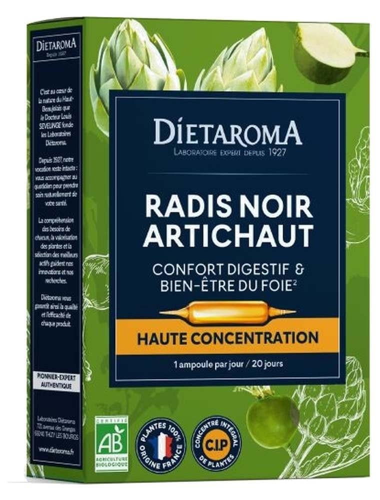 Image principale de la modale pour C.I.P. Artichaut Radis Noir Bio - Confort Digestif et Hépatique 20 ampoules - Dietaroma