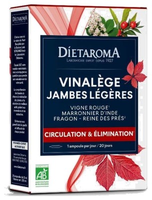 Image de Vinalège Bio - Circulation et Elimination 20 ampoules - Dietaroma depuis Commandez les produits Dietaroma à l'herboristerie Louis