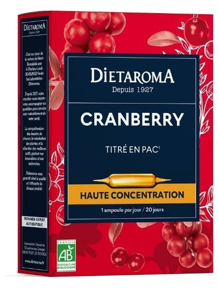 Image principale de la modale pour C.I.P. Cranberry Bio - Système urinaire 20 ampoules - Dietaroma