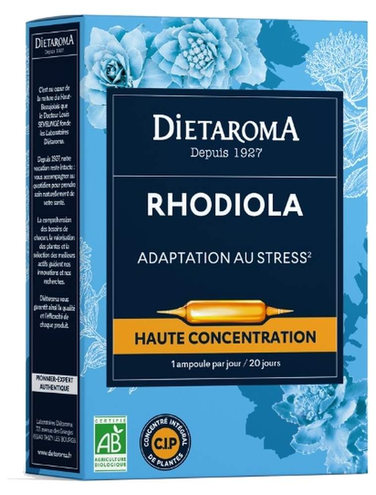 Image principale de la modale pour C.I.P. Rhodiola Bio - Stress 20 ampoules - Dietaroma