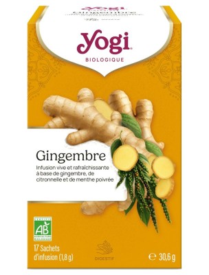 Image de Gingembre Bio - Revigorant et Valorisant 17 sachets - Yogi Tea depuis Commandez les produits Yogi Tea à l'herboristerie Louis