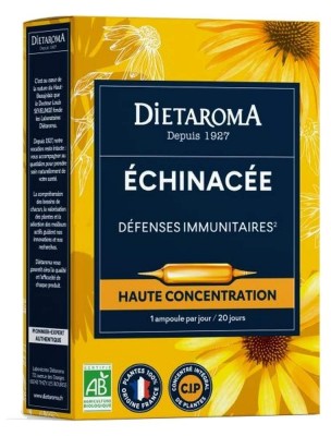 Image de Echinacée Bio - Système immunitaire 20 ampoules - Dietaroma depuis Commandez les produits Dietaroma à l'herboristerie Louis