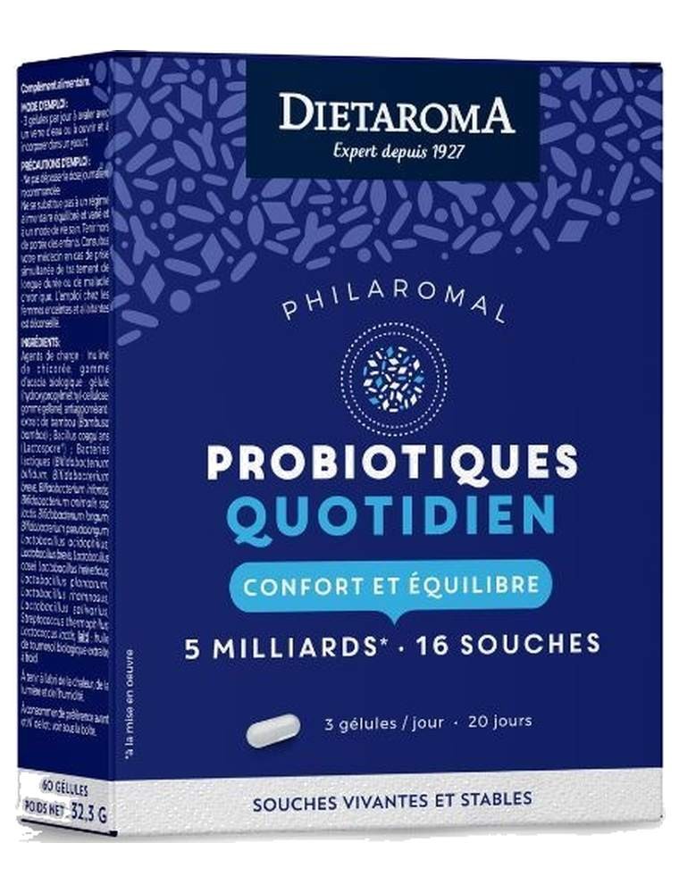Image principale de la modale pour Microbiotiques Quotidien Philaromal - Ferments lactiques 60 gélules - Dietaroma