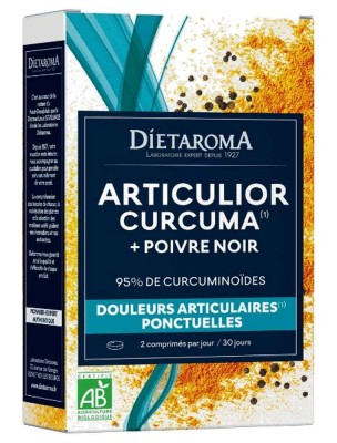Image de Curcuma 6000 et Poivre Noir Bio - Articulations 60 comprimés - Dietaroma depuis Commandez les produits Dietaroma à l'herboristerie Louis