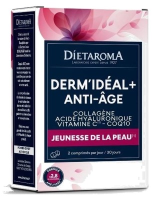 Image de Dermidéal Plus - Collagène, CoQ10 et Acide Hyaluronique 60 comprimés - Dietaroma depuis Commandez les produits Dietaroma à l'herboristerie Louis