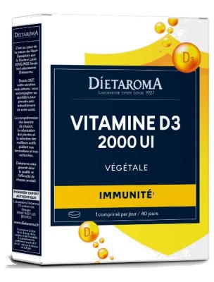 https://www.louis-herboristerie.com/82681-home_default/vitamine-d3-vegetale-2000-ui-immunite-40-comprimes-dietaroma.jpg Image 82681 supplémentaire pour Vitamine D3 Végétale 2000 UI - Immunité 40 comprimés - Dietaroma