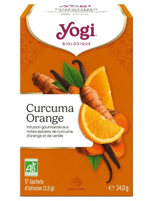 Image de Curcuma Orange Bio - Infusions Ayurvédiques 17 sachets - Yogi Tea depuis Commandez les produits Yogi Tea à l'herboristerie Louis