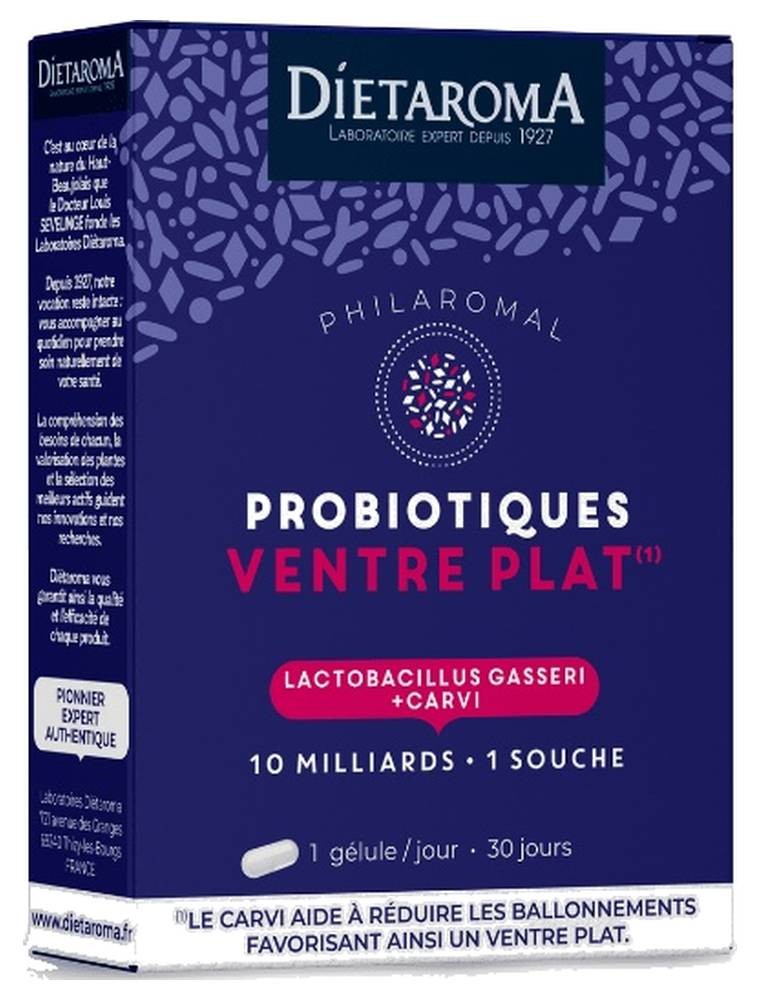 Image principale de la modale pour Probiotiques Ventre Plat Philaromal - Flore Intestinale 30 gélules - Dietaroma
