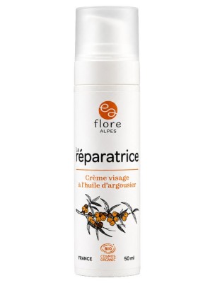 Image de La Réparatrice Bio - Crème Visage à l'Huile d'Argousier 50 ml - Flore Alpes depuis Flore Alpes : argousier et bouleau bio des Hautes-Alpes