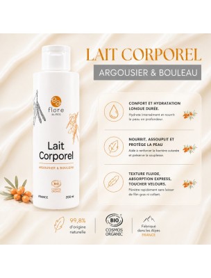 Image 83467 supplémentaire pour Lait Corporel Bio - Soin du Corps à l'Argousier et au Bouleau 200 ml - Flore Alpes