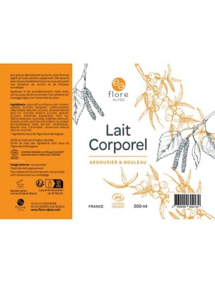 Image 83468 supplémentaire pour Lait Corporel Bio - Soin du Corps à l'Argousier et au Bouleau 200 ml - Flore Alpes