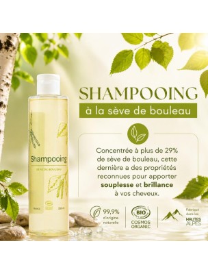 Image 83474 supplémentaire pour Shampooing Bio - Soin des Cheveux à la Sève de Bouleau 250 ml - Flore Alpes
