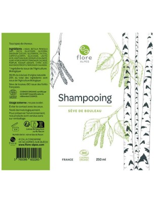 Image 83475 supplémentaire pour Shampooing Bio - Soin des Cheveux à la Sève de Bouleau 250 ml - Flore Alpes