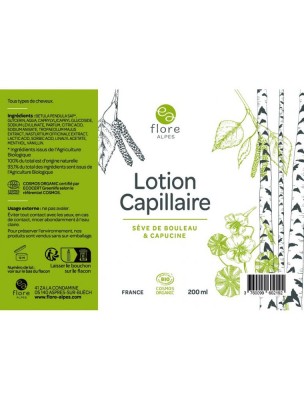 Image 83480 supplémentaire pour Lotion Capillaire Bio - Soin des Cheveux à la Sève de Bouleau et Capucine 200 ml - Flore Alpes