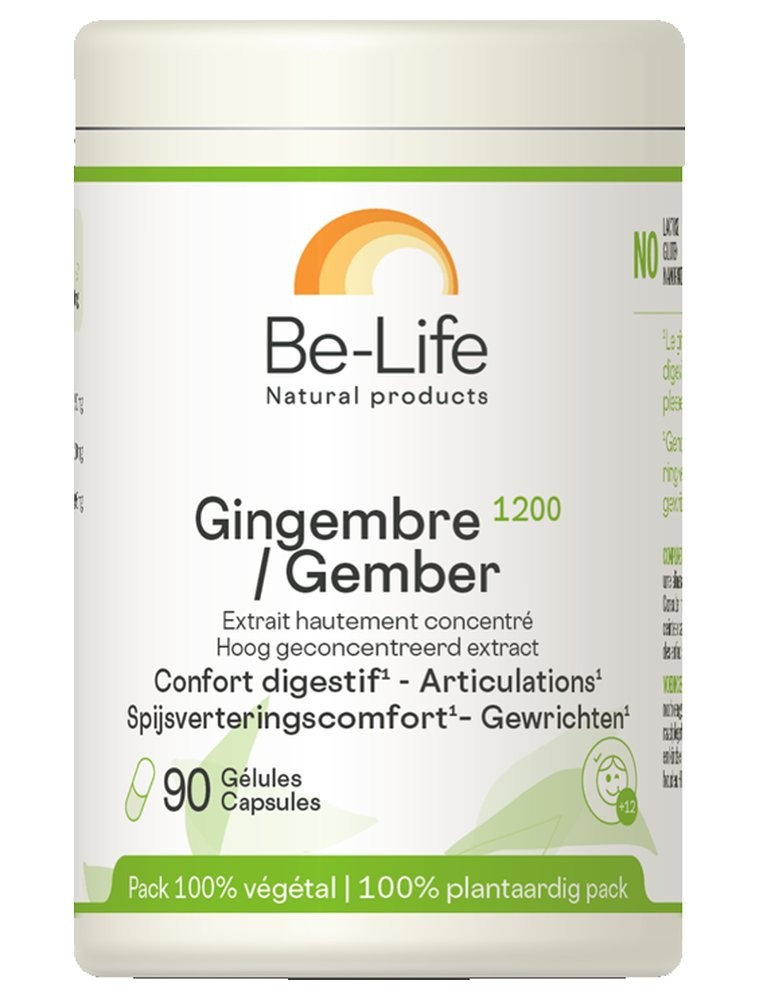 Image principale de la modale pour Gingembre 1200 - Confort digestif 90 gélules - Be-life