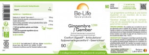 Image 83546 supplémentaire pour Gingembre 1200 - Confort digestif 90 gélules - Be-life