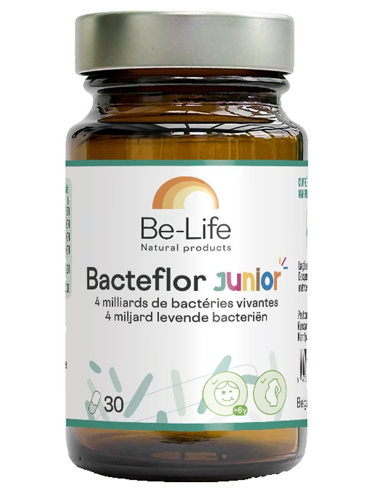 Image principale de la modale pour Bacteflor Junior - Probiotiques 4 milliards de micro-organismes vivants 30 gélules - Be-Life