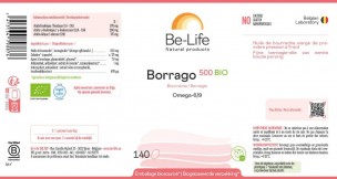 Image 83620 supplémentaire pour Borrago 500 Bio - Huile de Bourrache 140 capsules - Be-Life