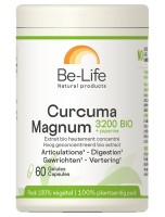 Image de Curcuma et Poivre noir Magnum 3200 Bio - Articulations et Digestion 60 gélules - Be-Life depuis Curcuma bienfaisant pour vos articulations